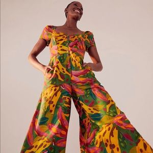 NWOT Farm Rio Cow Print Banana Jumpsuit XS